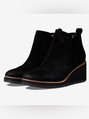 Sofft Black Suede Wedge Ankle Booties